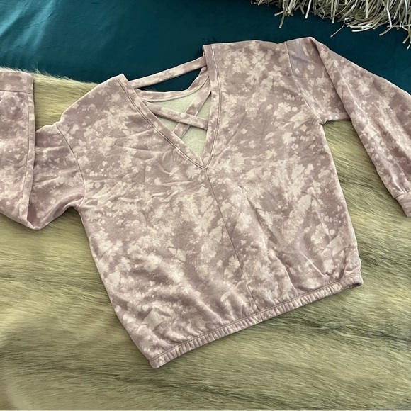 LAVENDER Tie Dye Oversized Sweatshirt 16 Open Lattice Back Loungewear - Picture 1 of 10